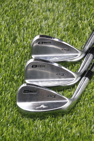 Lefty Mizuno T20 Satin Chrome 50° 55° 60° Wedge Set XS Flex
